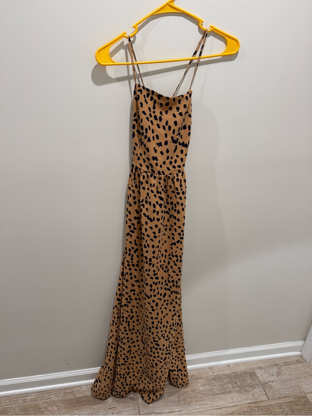 Vine & Love Tan Leopard Print Spaghetti Strap Maxi Dress